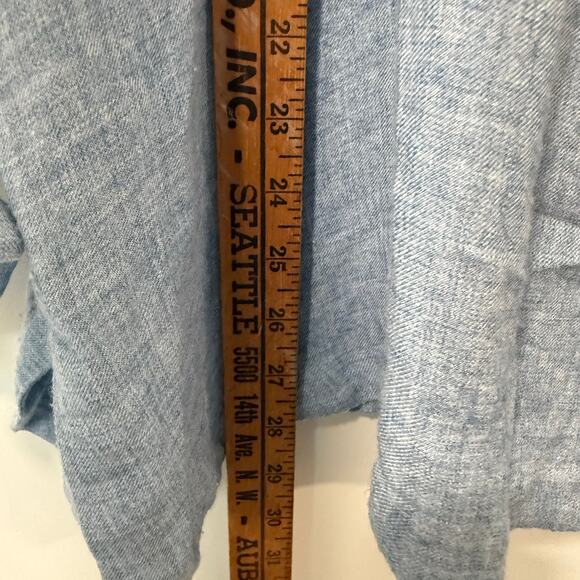 J.Jill Women's Shirt Top Blouse Button Down Light Blue Plus 2X Flowy Lightweight - Picture 7 of 9